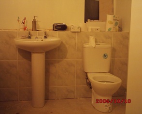 same sink and a toilet (no seat!)