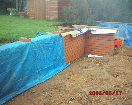 retaining wall covered